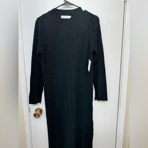 Black Ribbed Knit Dress